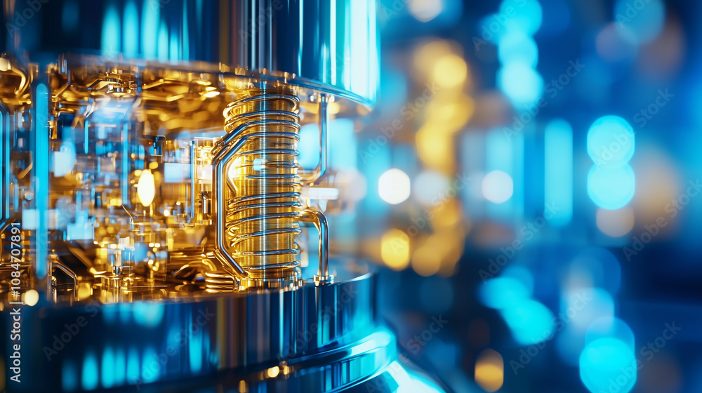Poster quantum computer inner components close up