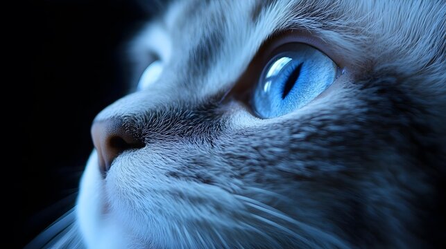 Majestic Cat Close Up  Blue Eyes  Soft Fur