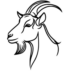 One line art male goat portrait silhouette
