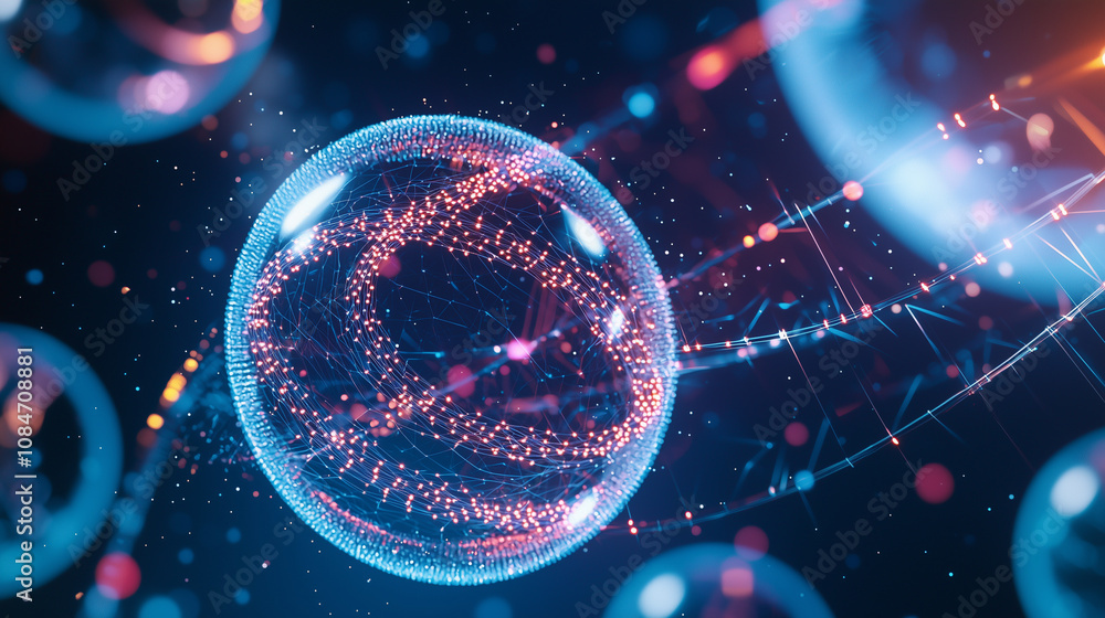 Poster entangled qubits for secure data transfer illustration