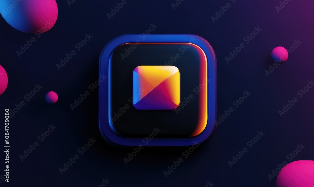 Fototapete logo showcasing a dynamic button design with smooth lines and geometric motifs in vibrant colors, re