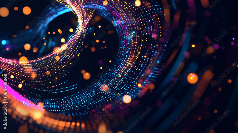 Poster abstract colorful dna sequence against dark background