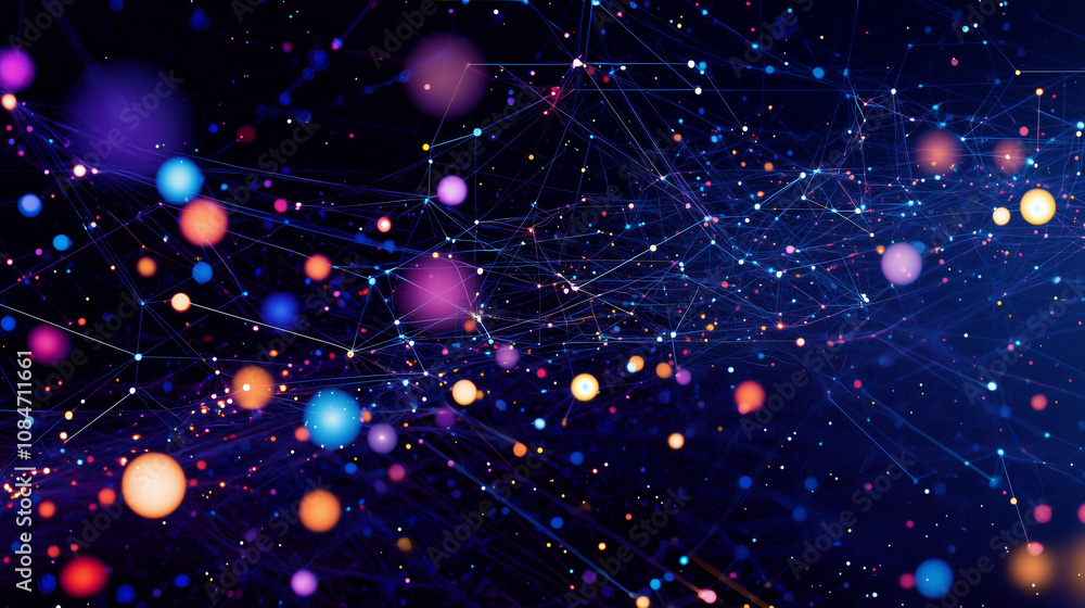 Aufkleber futuristic network map of technology hubs and data flow