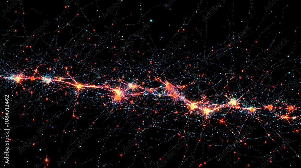 Aufkleber interconnected neurons schematic diagram with synapses and pathways
