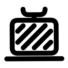 Simple line icon of television in black color