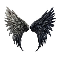 Obraz premium Majestic Dark Grey Angel Wings with Detailed Feather Texture