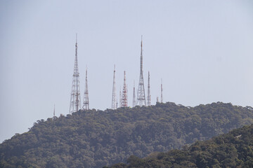 Sumare antennas seen from the Rodrigo de Freitas lagoon in Rio de Janeiro.