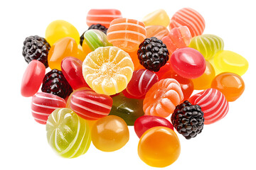 Jelly sweet flavor fruit candy dessert colorful isolated png on a transparent background
