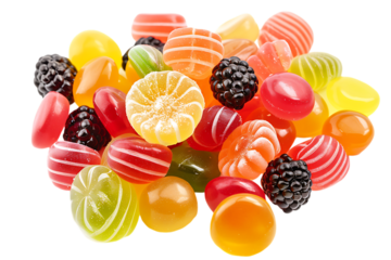 Jelly sweet flavor fruit candy dessert colorful isolated png on a transparent background