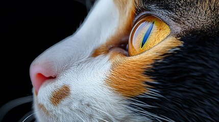 Close up Calico Cat Eye  Nose  Fur Texture