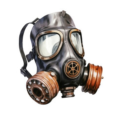 Vintage Gas Mask: A Detailed Watercolor Render of Protective Gear