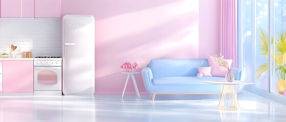 Pink Armchair in Sunlit Room: Pastel Dreams 