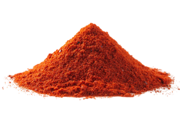 Pile of red paprika powder isolated png on a transparent background