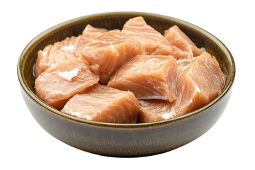 Canned tuna fish in plate isolated png on a transparent background