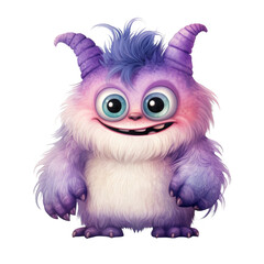 Obraz premium Playful Purple Furry Monster with Big Eyes and Horns