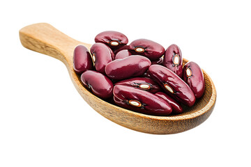 Red beans in wood spoon isolated png on a transparent background