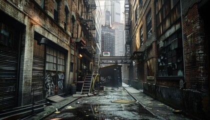 Explore urban landscapes from unique perspectives, intertwining futuristic tech seamlessly into gritty alleyways or towering skyscrapers from unexpected angles