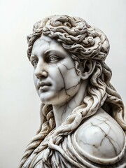 Naklejka premium gorgon marble statue isolated on white background
