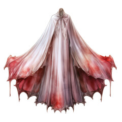 Blood-Stained Hooded Robe with Draped, Melted Hemline