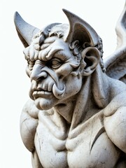 gargoyle marble statue isolated on white background