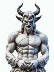 demon marble statue isolated on white background