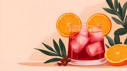 Negroni Cocktail with Orange Slices