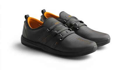 Stylish Grey Shoes with Bright Orange Interior