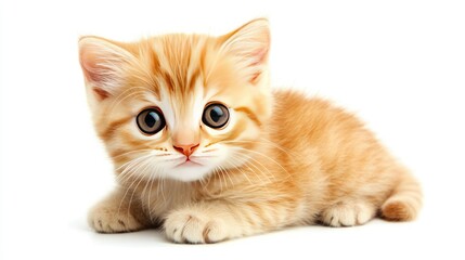 Obraz premium Cute Orange Kitten with Big Eyes on White Background