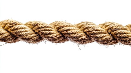 Fototapeta premium Natural Brown Rope on White Background