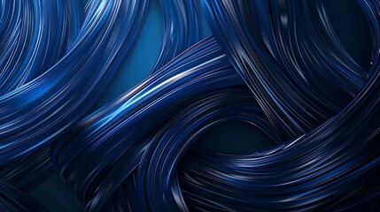 Wallpaper Abstract background with blue metallic wavy shapes intertwining and forming an elegant and futuristic design