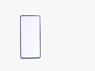 Smartphone with a blank screen on a white background. Smartphone mockup closeup isolated on white background.