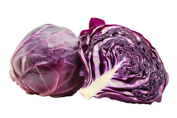 Obraz premium Sliced of red cabbage isolated on a white background