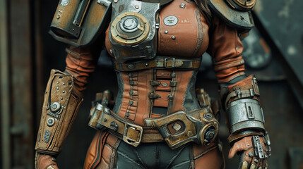 Dieselpunk Robotic Corset Costume: 3D Render, Steampunk, Sci-fi Fashion