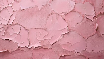 Obraz premium Close-up view of a textured pink wall with peeling paint. The soft pink hues and cracked surface create an abstract, artistic effect.