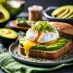 Poached egg Avocado sandwich.