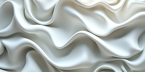 Fototapeta premium Smooth, flowing white fabric texture with soft waves.