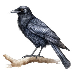 Fototapeta premium A Detailed Illustration of a Raven Perched on a Branch