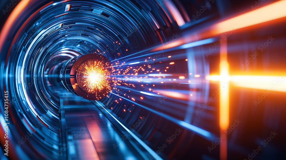 Aufkleber particle collision experiment inside accelerator tunnel