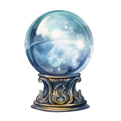 Ornate Crystal Ball with Celestial Reflections on Pedestal