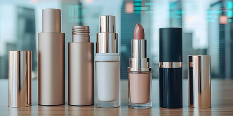 Luxury Cosmetic Products Makeup Bottles Skincare Set Beauty Items Modern Design