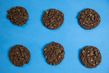 Group of cereal biscuits on a colored background