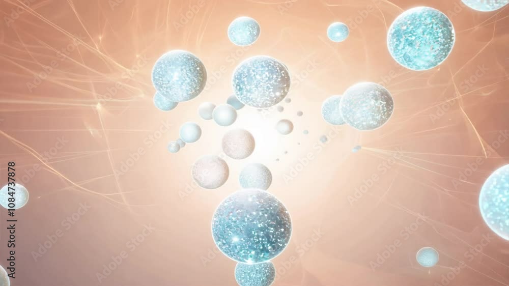 Poster glowing spheres in ethereal background shimmering, magical journey of tranquility and light in abstr
