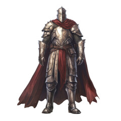 Fototapeta premium A Medieval Knight in Full Plate Armor with a Red Cape