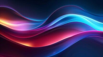 Wallpaper Abstract waves in neon colors flowing on a dark background, creating a mesmerizing and vibrant visual