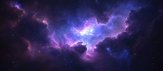 A vibrant cosmic scene showcasing swirling clouds of gas and stars in deep space.