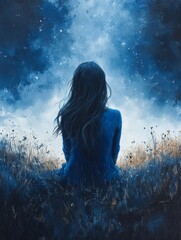 A Woman Gazing at the Starry Night