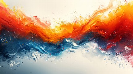 Bold and dynamic banner with a colorful, abstract background and a central white area for text,