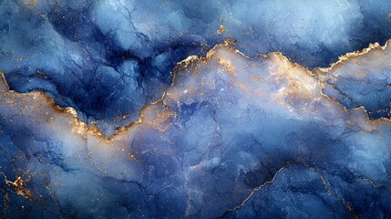 Abstract blue marble texture with golden veins, ideal for backgrounds and design projects.