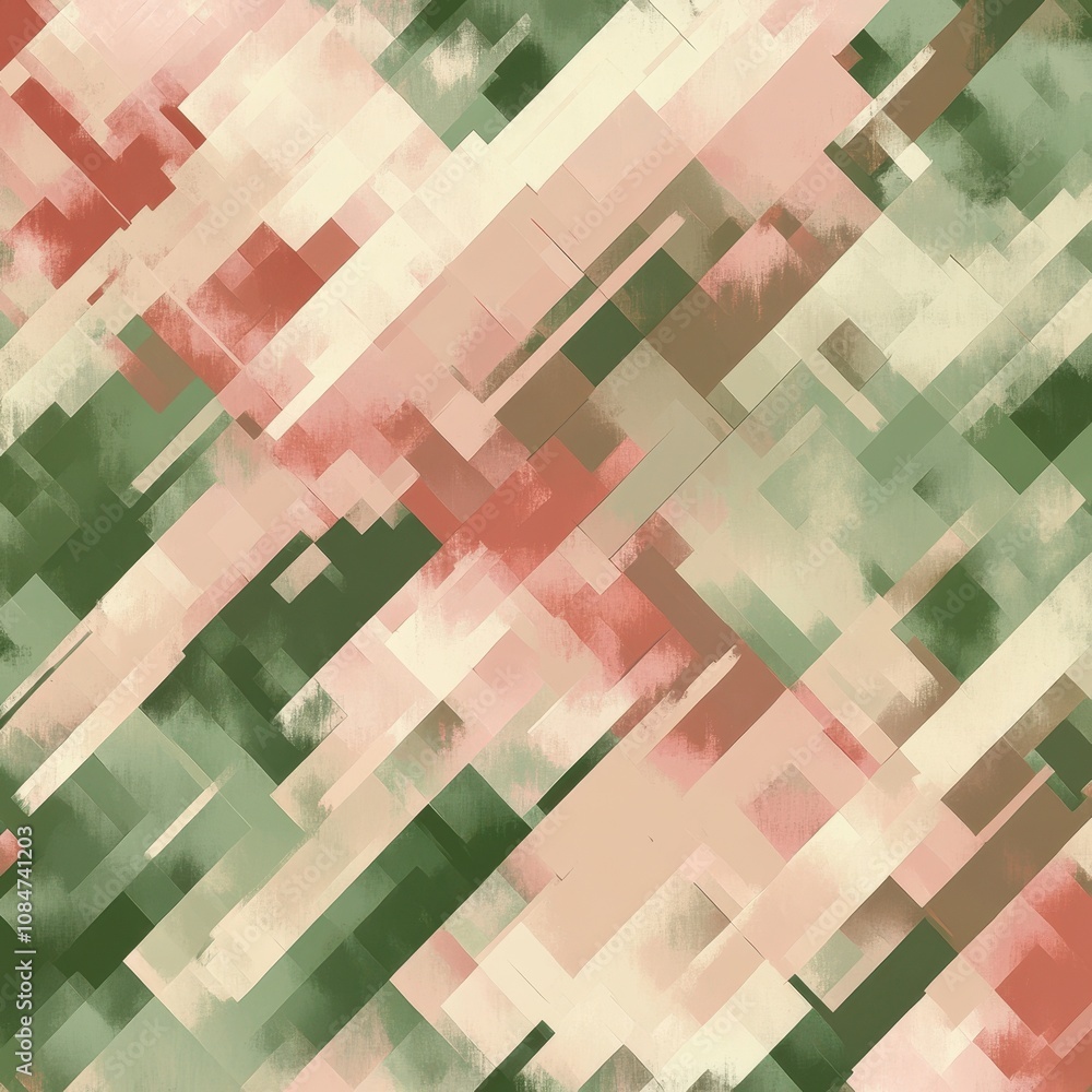 Poster creative generative ai image with beige pink and green pattern as abstract background