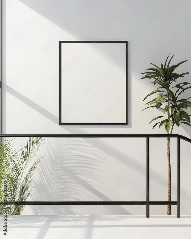 Aufkleber a modern railing poster mockup featuring a minimalist design and generous space for text, perfect fo